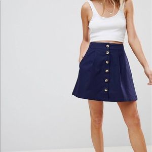 ASOS mini skater skirt with button front